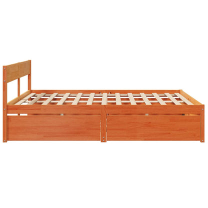 Bed Frame without Mattress Wax Brown 200x200 cm Solid Wood Pine