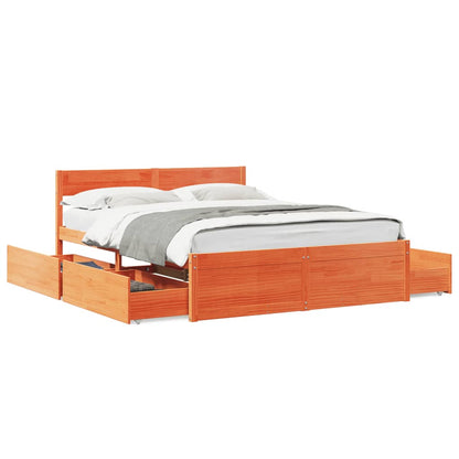 Bed Frame without Mattress Wax Brown 160x200 cm Solid Wood Pine