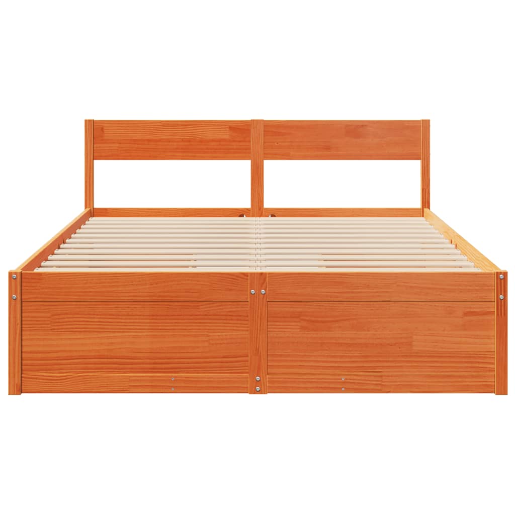 Bed Frame without Mattress Wax Brown 160x200 cm Solid Wood Pine