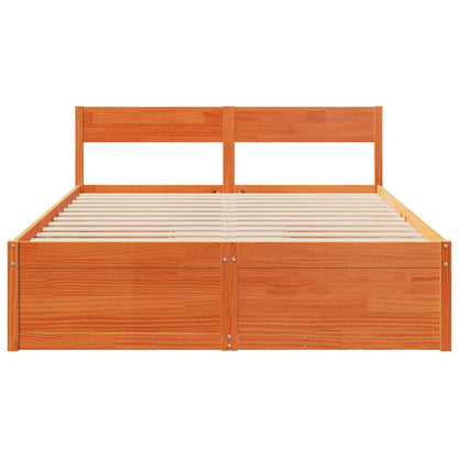 Bed Frame without Mattress Wax Brown 160x200 cm Solid Wood Pine