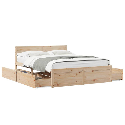 Bed Frame without Mattress 150x200 cm King Size Solid Wood Pine