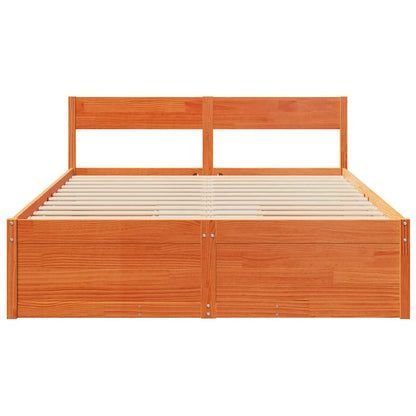 Bed Frame without Mattress Wax Brown 140x200 cm Solid Wood Pine
