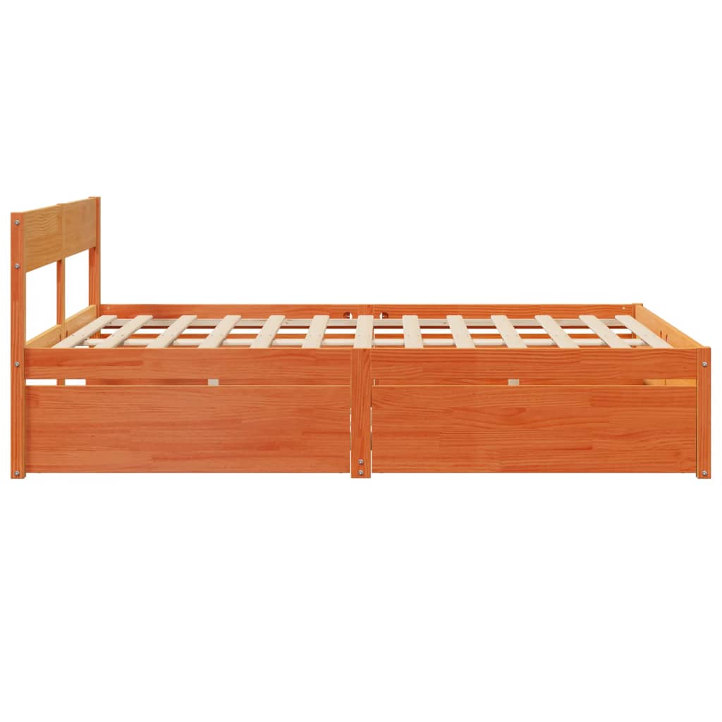 Bed Frame without Mattress Wax Brown 140x200 cm Solid Wood Pine