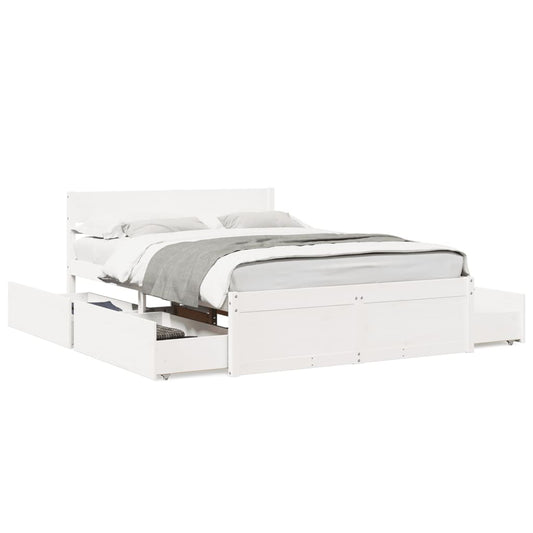 Bed Frame without Mattress White 120x200 cm Solid Wood Pine
