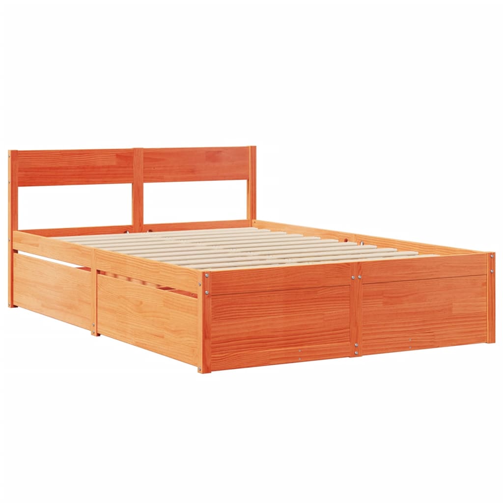 Bed Frame without Mattress Wax Brown 120x200 cm Solid Wood Pine