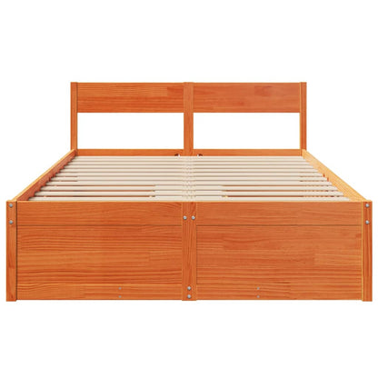 Bed Frame without Mattress Wax Brown 120x200 cm Solid Wood Pine