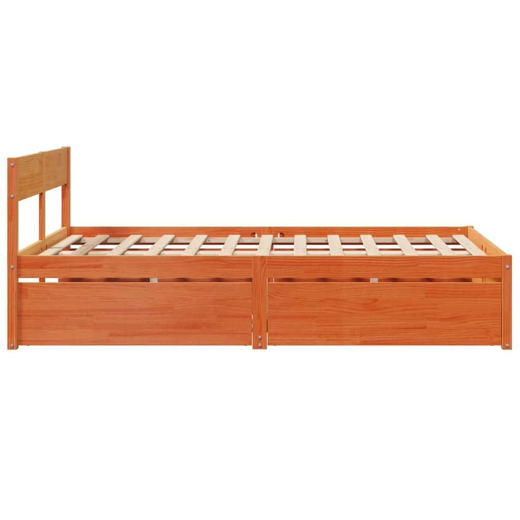 Bed Frame without Mattress Wax Brown 120x200 cm Solid Wood Pine