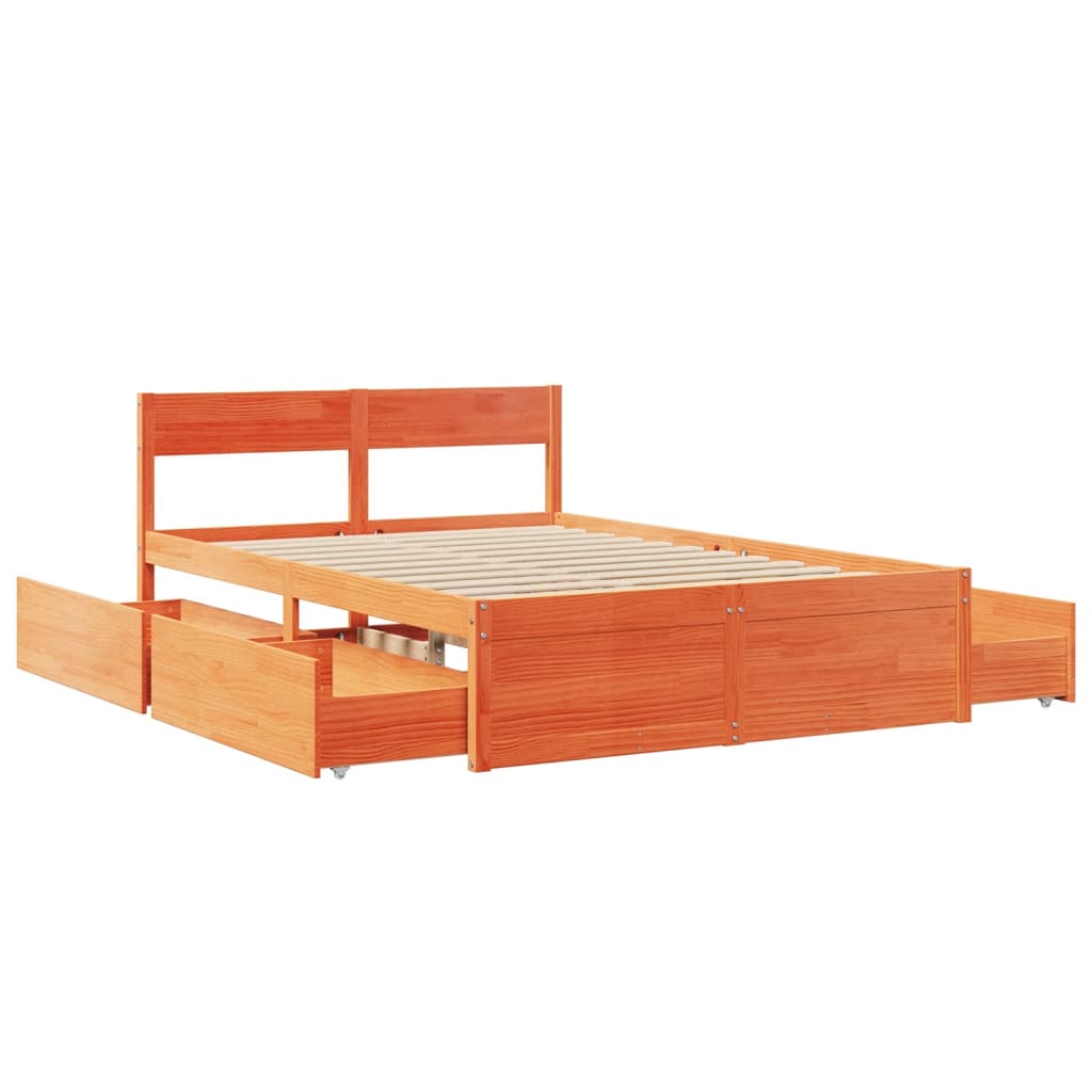 Bed Frame without Mattress Wax Brown 120x200 cm Solid Wood Pine