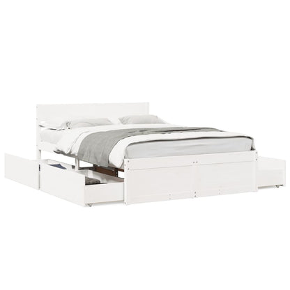 Bed Frame without Mattress White 140x190 cm Solid Wood Pine