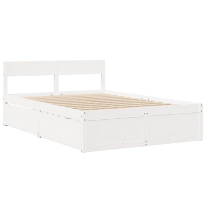 Bed Frame without Mattress White 135x190 cm Double Solid Wood Pine