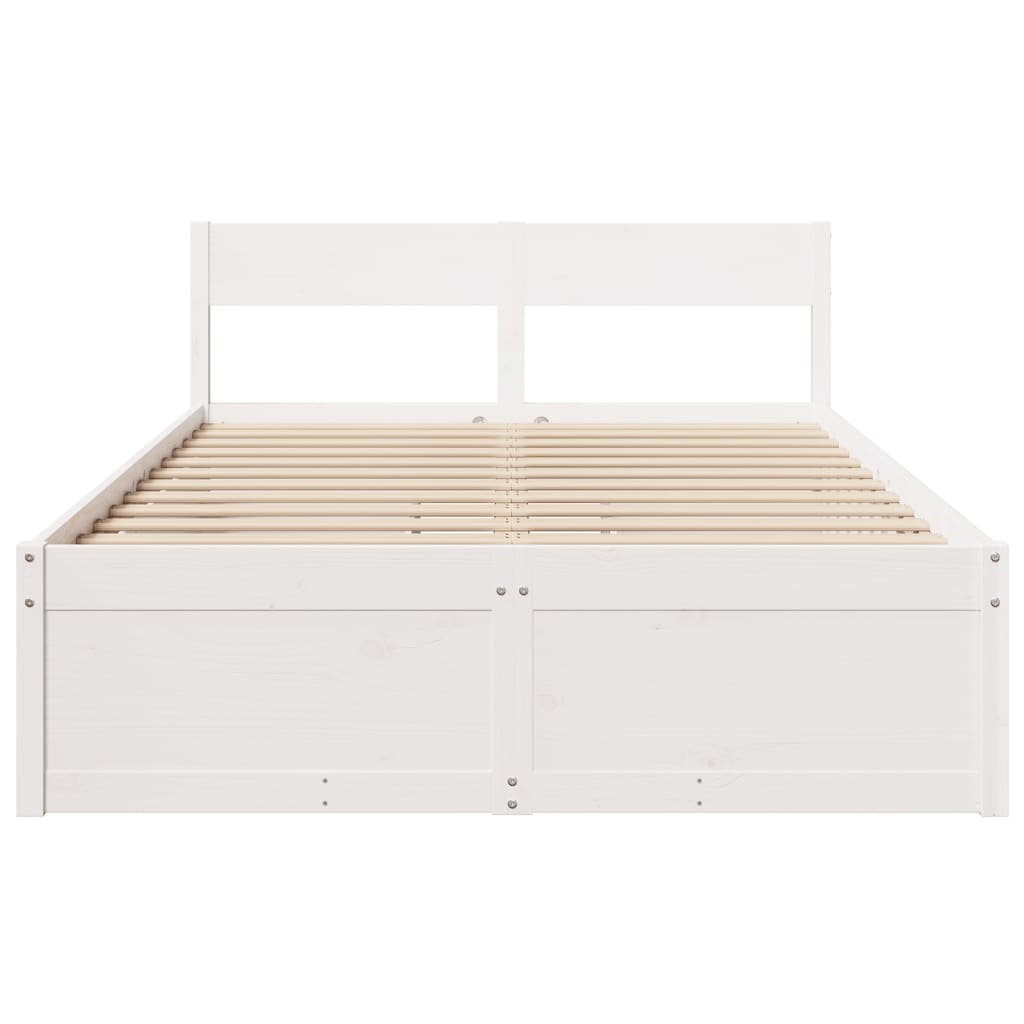 Bed Frame without Mattress White 135x190 cm Double Solid Wood Pine