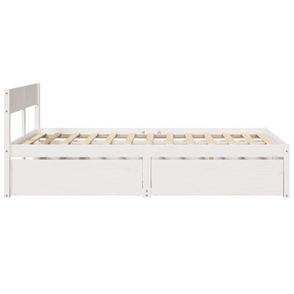 Bed Frame without Mattress White 135x190 cm Double Solid Wood Pine