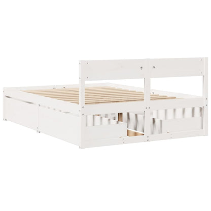 Bed Frame without Mattress White 135x190 cm Double Solid Wood Pine