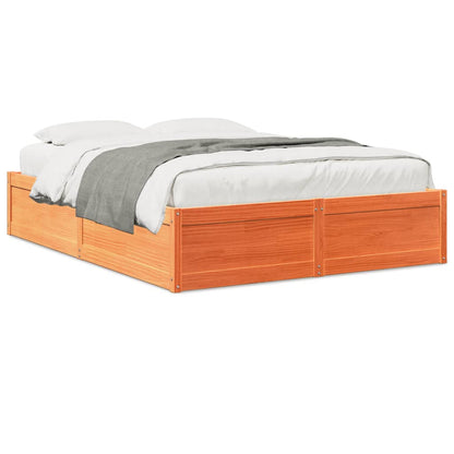 Bed Frame without Mattress Wax Brown 140x200 cm Solid Wood Pine