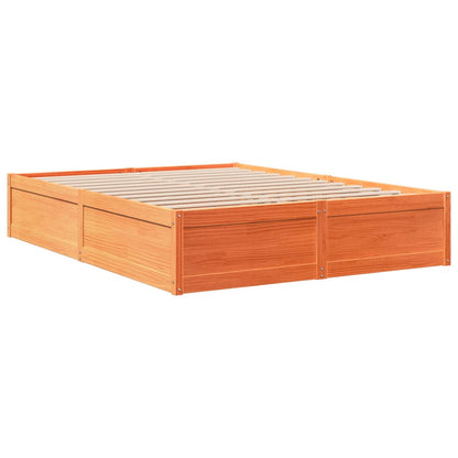 Bed Frame without Mattress Wax Brown 140x200 cm Solid Wood Pine
