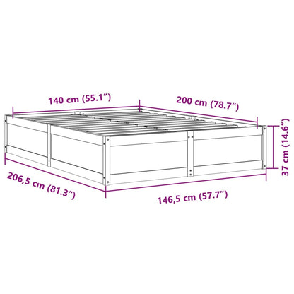 Bed Frame without Mattress Wax Brown 140x200 cm Solid Wood Pine