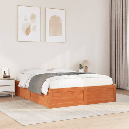 Bed Frame without Mattress Wax Brown 140x200 cm Solid Wood Pine