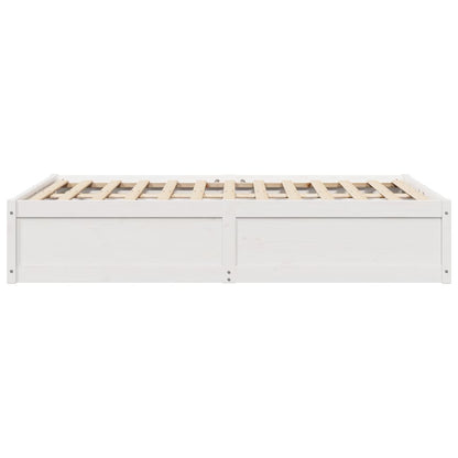 Bed Frame without Mattress White 135x190 cm Double Solid Wood Pine