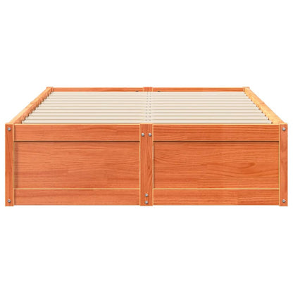 Bed Frame without Mattress Wax Brown 135x190 cm Double Solid Wood Pine