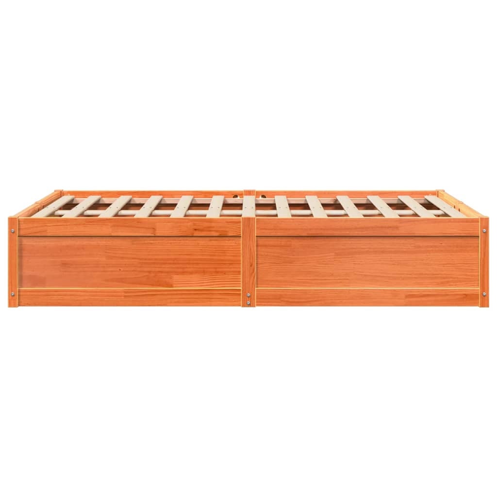 Bed Frame without Mattress Wax Brown 135x190 cm Double Solid Wood Pine