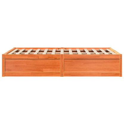 Bed Frame without Mattress Wax Brown 135x190 cm Double Solid Wood Pine