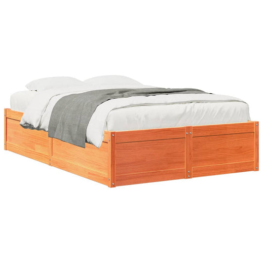 Bed Frame without Mattress Wax Brown 120x190 cm Small Double Solid Wood Pine