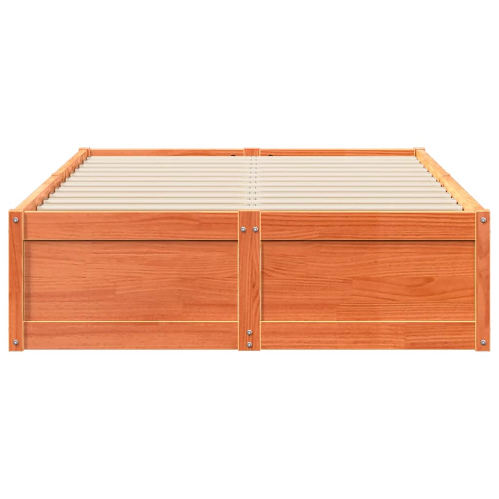 Bed Frame without Mattress Wax Brown 120x190 cm Small Double Solid Wood Pine
