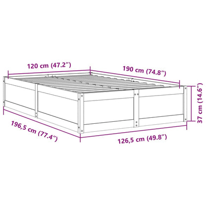 Bed Frame without Mattress Wax Brown 120x190 cm Small Double Solid Wood Pine