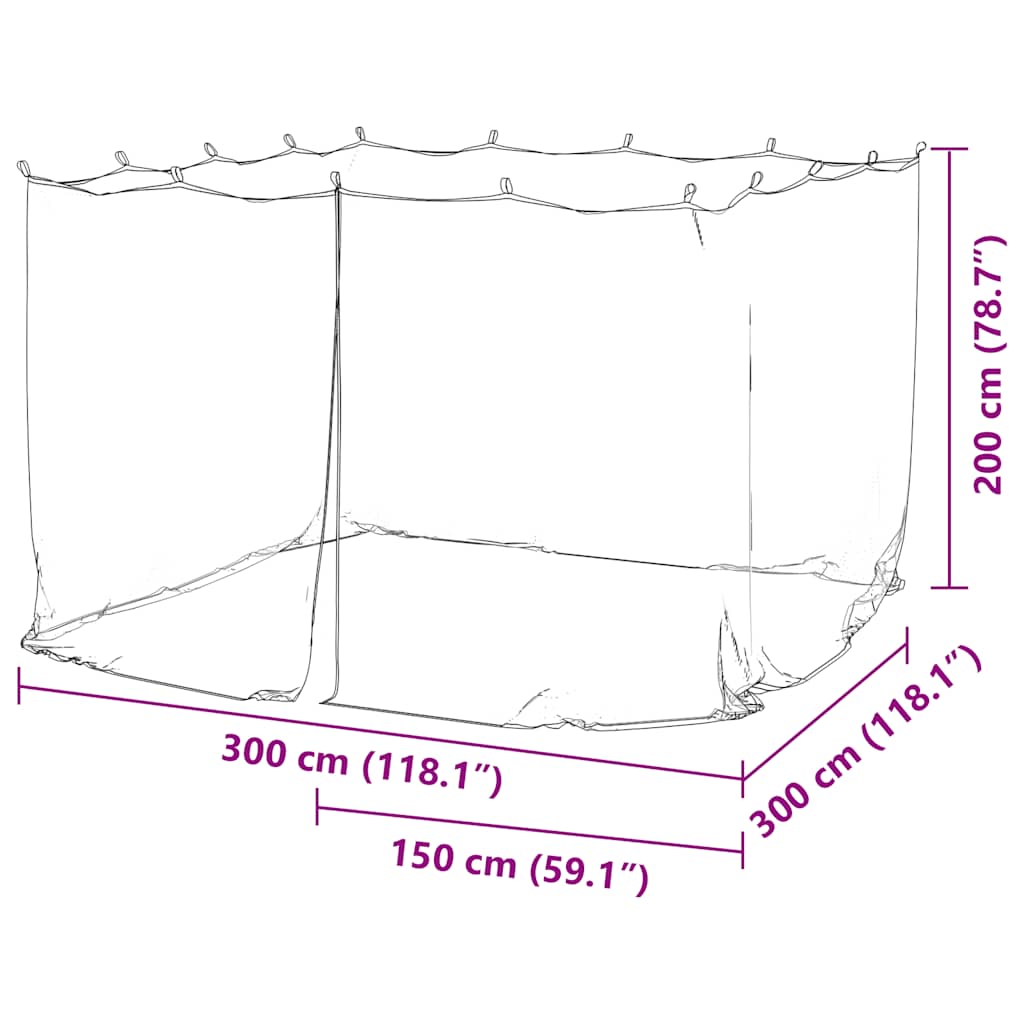 Mosquito Net for Outdoor 220 Mesh Black 300x300x200 cm