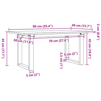 Coffee Table O-Frame 90x40x45 cm Solid Wood Pine and Steel