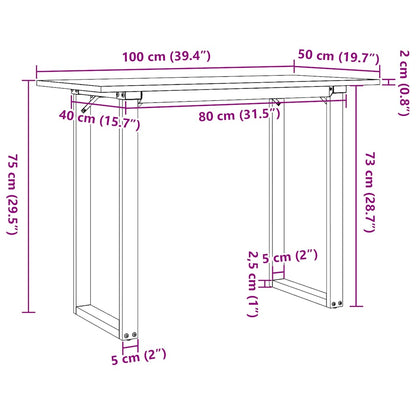 Dining Table O-Frame 100x50x75 cm Solid Wood Pine and Steel