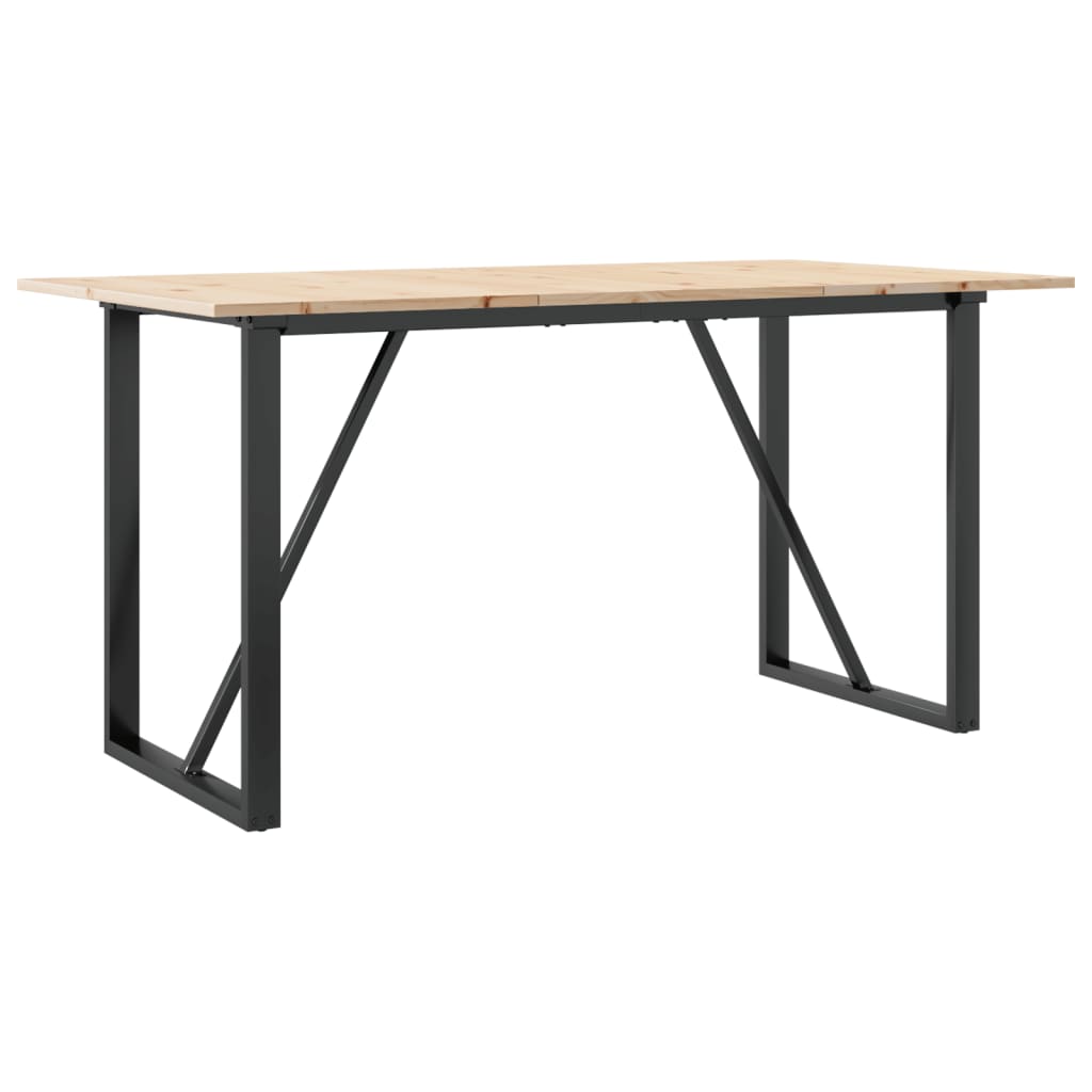 Dining Table O-Frame 140x80x75 cm Solid Wood Pine and Steel