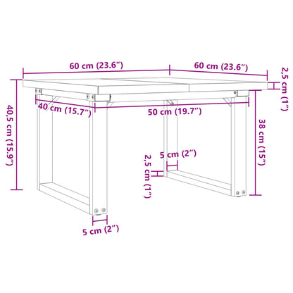 Coffee Table O-Frame 60x60x40.5 cm Solid Wood Pine and Steel