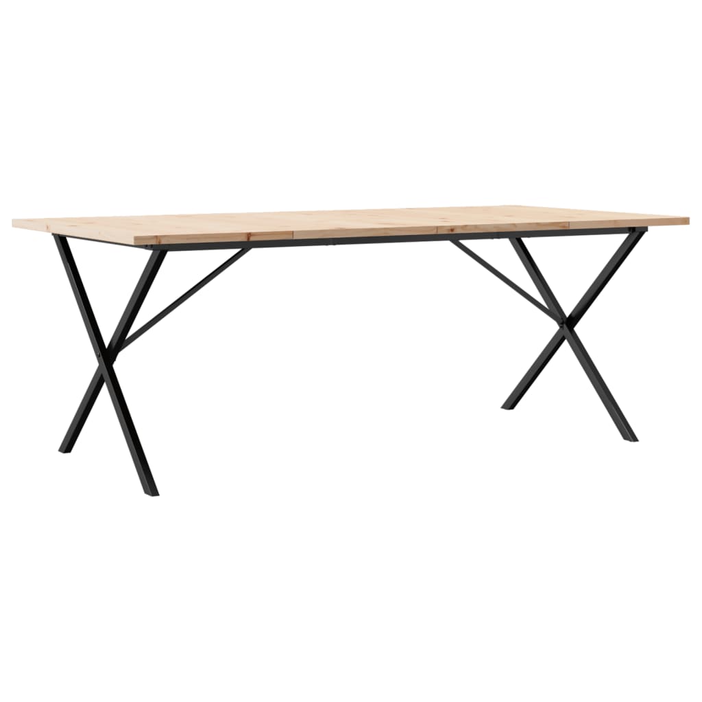 Dining Table X-Frame 200x100x75.5 cm Solid Wood Pine and Steel