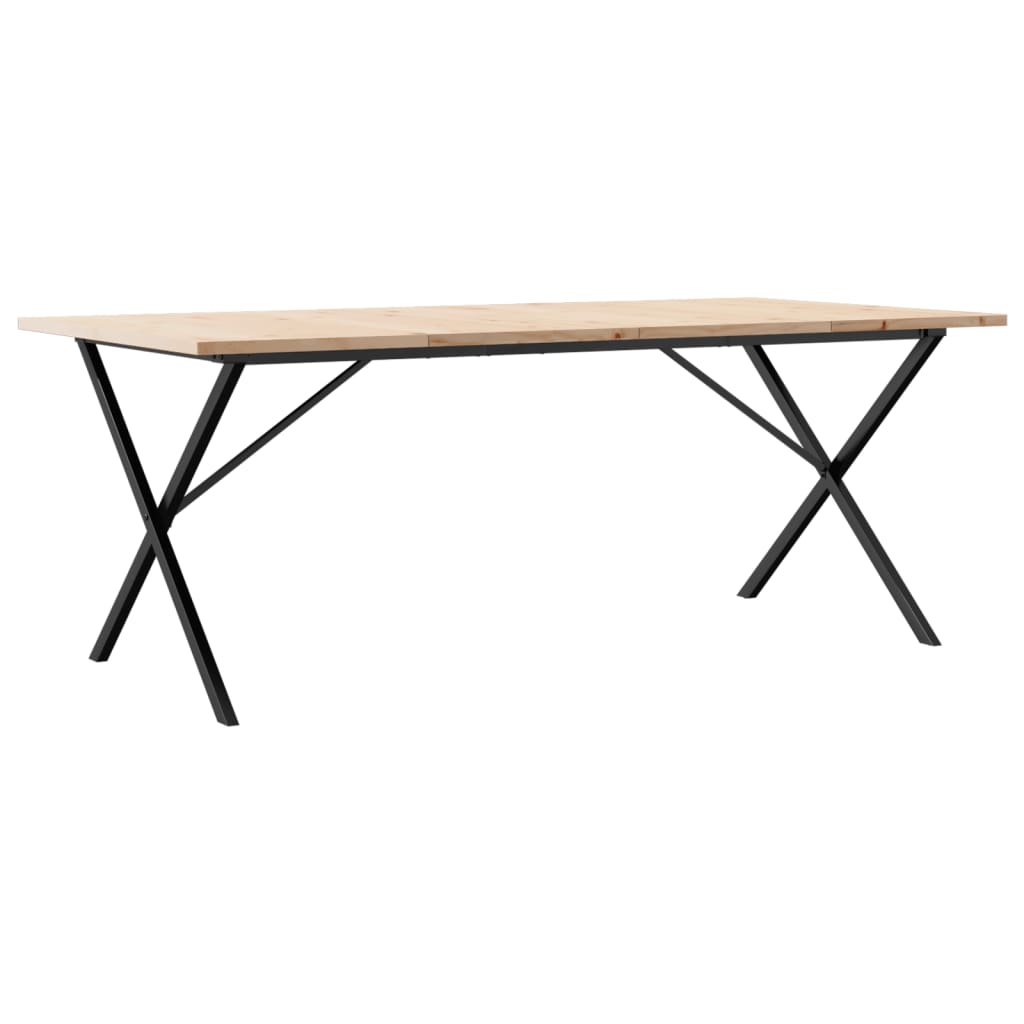 Dining Table X-Frame 200x100x75.5 cm Solid Wood Pine and Steel