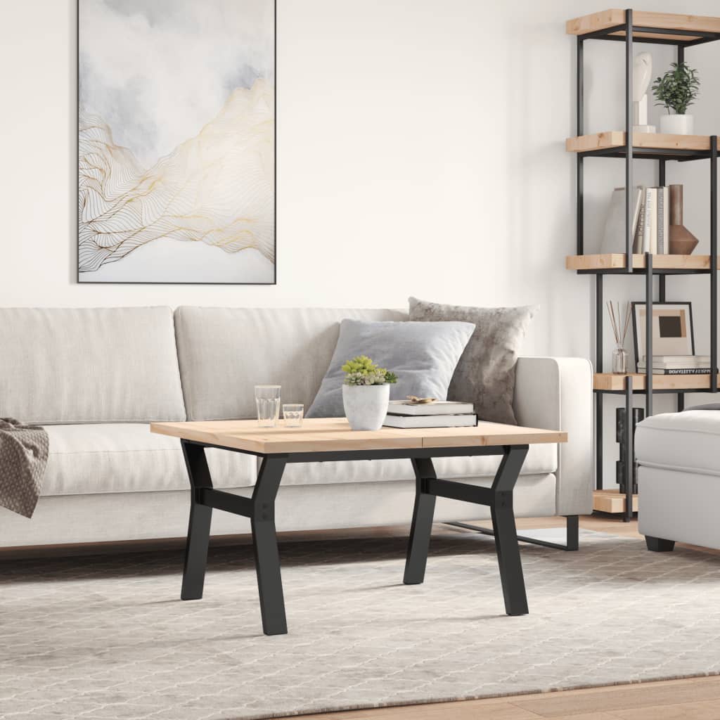 Coffee Table Y-Frame 80x80x45.5 cm Solid Wood Pine and Steel