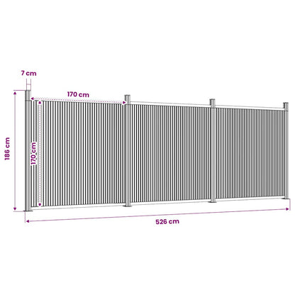Fence Panel Grey 526x186 cm WPC