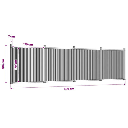 Fence Panel Grey 699x186 cm WPC