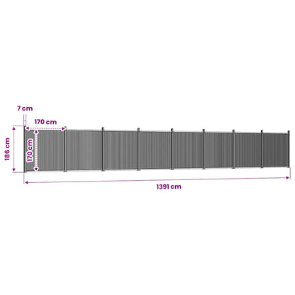 Fence Panel Grey 1391x186 cm WPC