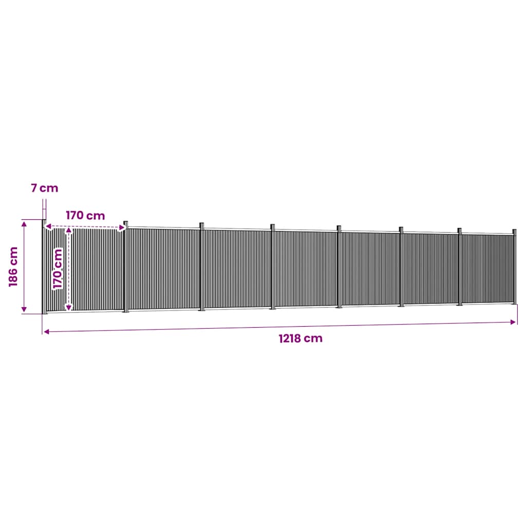 Fence Panel Brown 1218x186 cm WPC