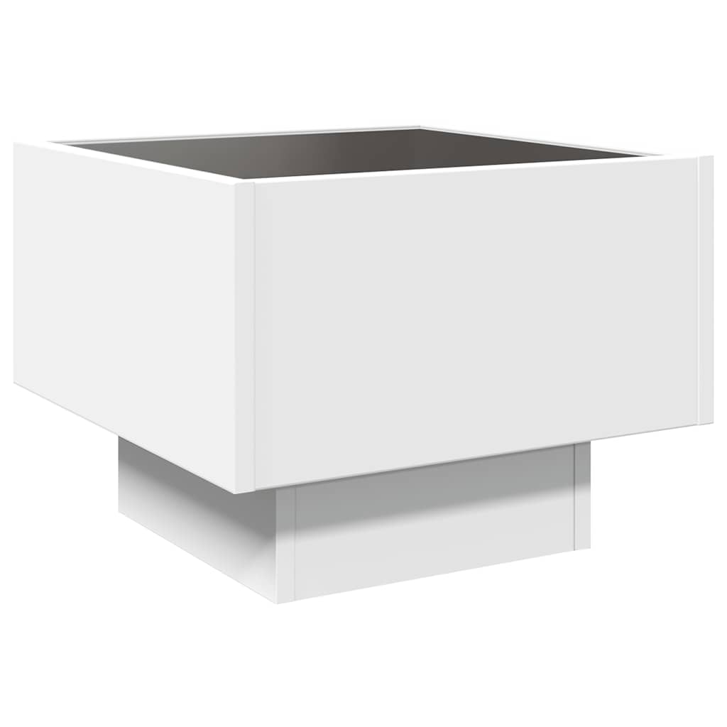 Side Table with LED White 40x40x30 cm Engineered Wood