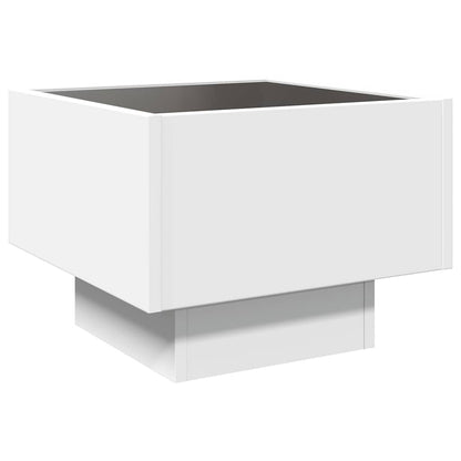 Side Table with LED White 40x40x30 cm Engineered Wood