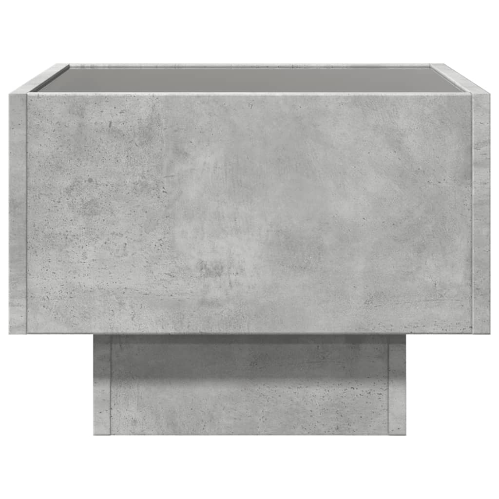 Side Table with LED Concrete Grey 40x40x30 cm Engineered Wood