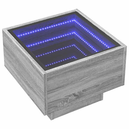Side Table with LED Grey Sonoma 40x40x30 cm Engineered Wood