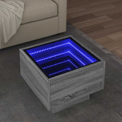 Side Table with LED Grey Sonoma 40x40x30 cm Engineered Wood