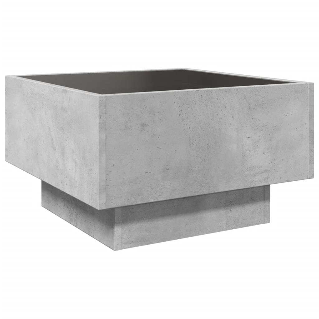 Coffee Table with LED Concrete Grey 50x50x30 cm Engineered Wood