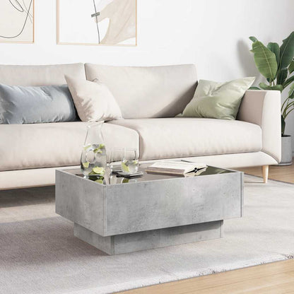 Coffee Table with LED Concrete Grey 70x50x30 cm Engineered Wood