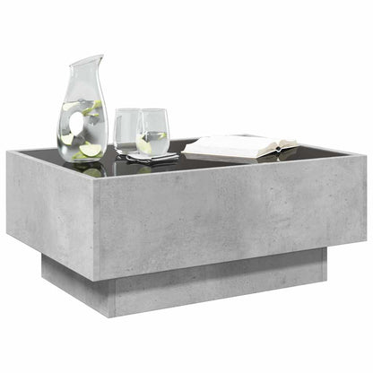 Coffee Table with LED Concrete Grey 70x50x30 cm Engineered Wood
