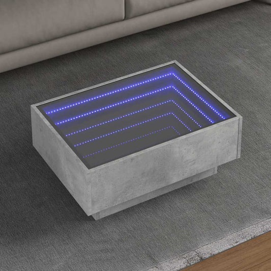 Coffee Table with LED Concrete Grey 70x50x30 cm Engineered Wood