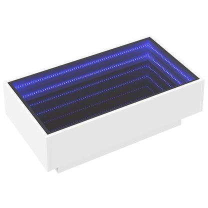 Coffee Table with LED White 90x50x30 cm Engineered Wood